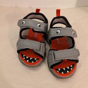 Carter's Toddler Boy Gray and Red Shark Sandals in Size 7